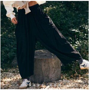 Free People Quinn Pants Black Womens XS Baggy Flowy Cargo Pockets Boho Beach